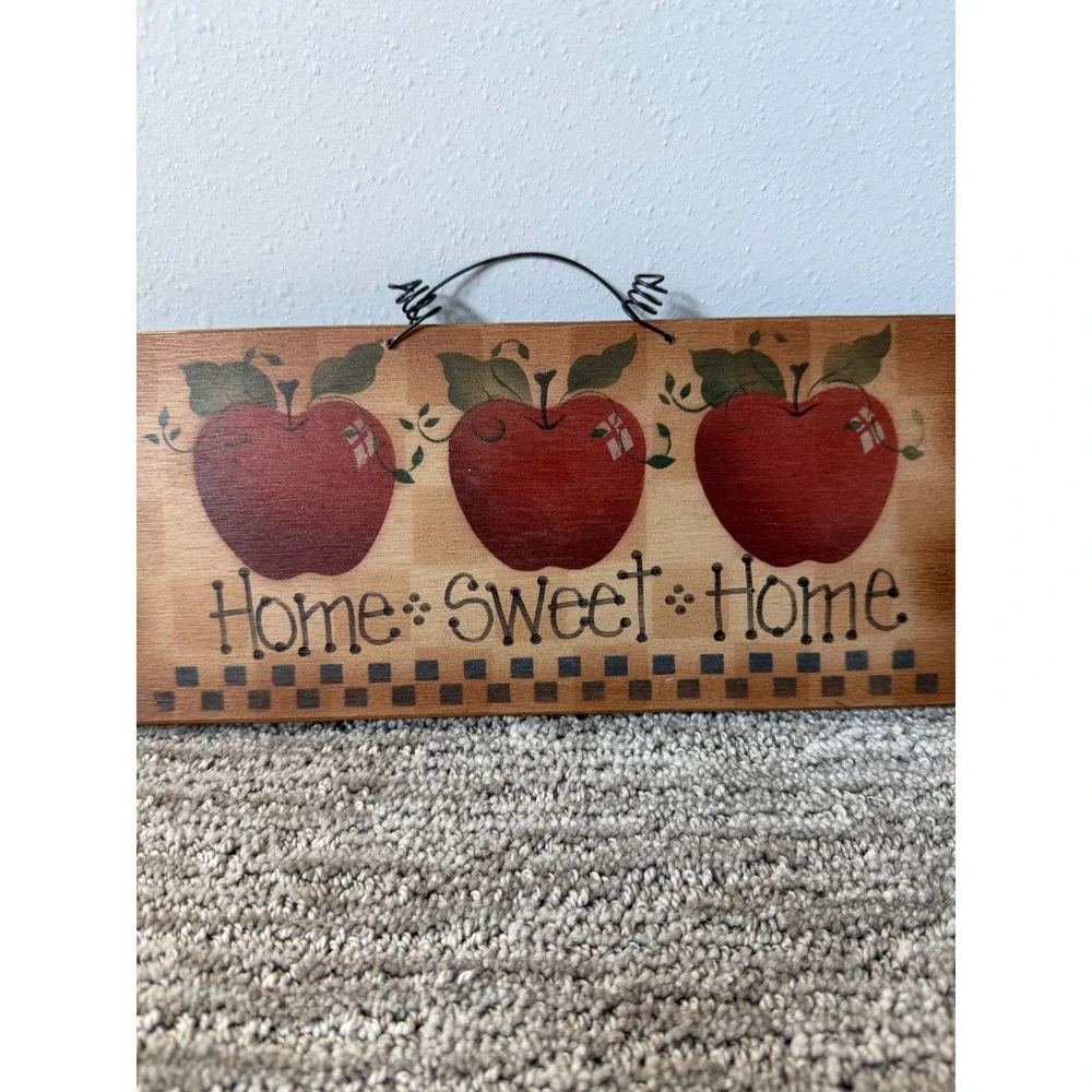 Country Folk Wurks Wooden Home Sweet Home Apple Sign Rustic Wall Decor USA